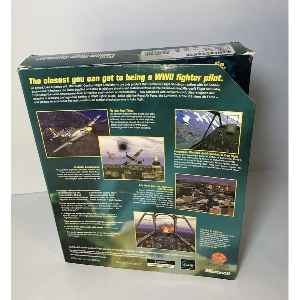Vintage Microsoft Combat Flight Simulator WWII Europe Series PC CD-ROM